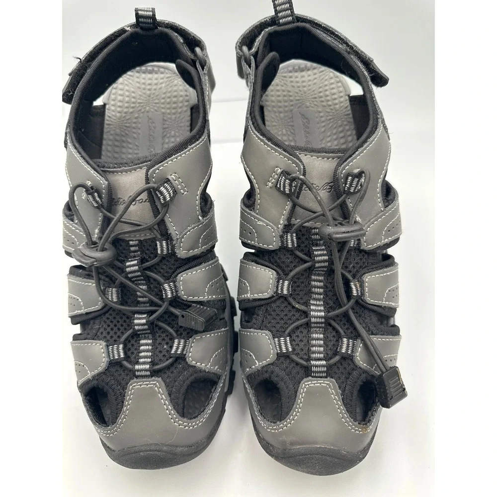 Eddie Bauer Stewart Bump Toe Fisherman Leather Hiking Sport Sandals Sz 9 Gray